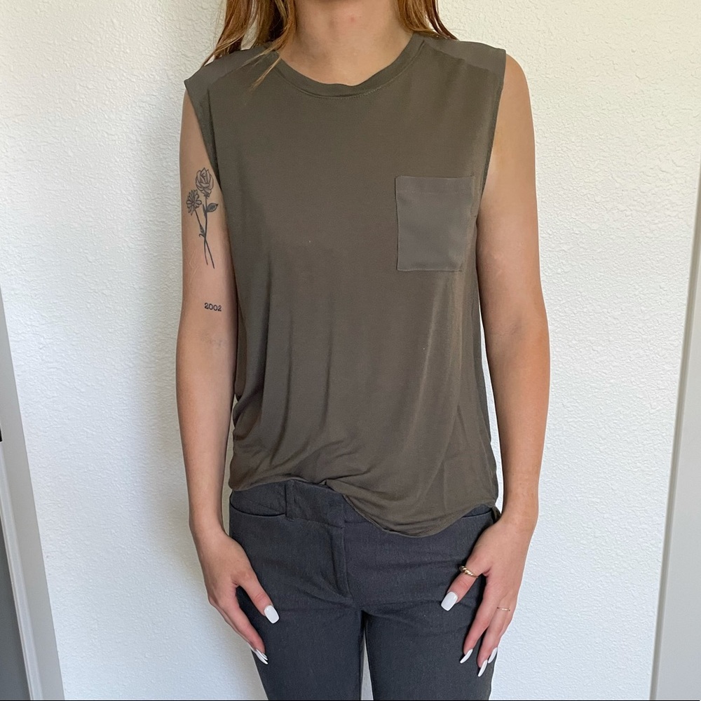 Army green sleeveless shirt- perfect for fall!